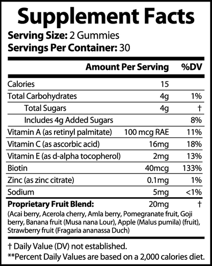 Essential MVMT gummies supplement facts nutrition label