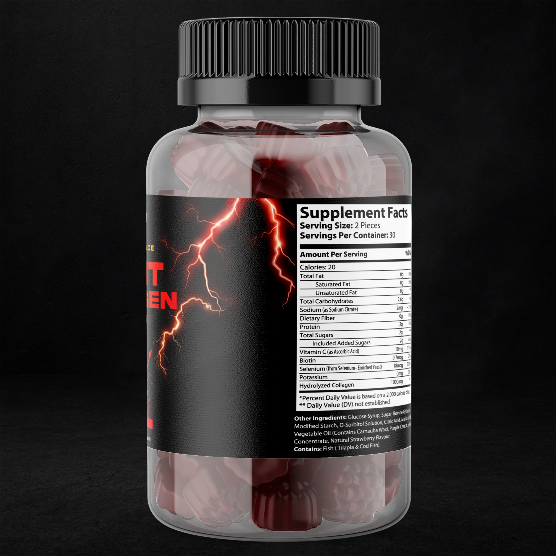 Shadow MVMT collagen gummies supplement facts panel