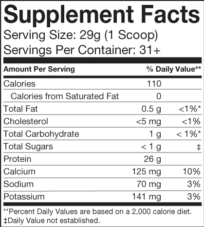 Protein supplement facts nutrition label information